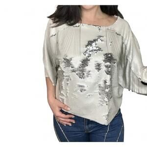 NEW VOCAL APPAREL dolman sleeve top in silver